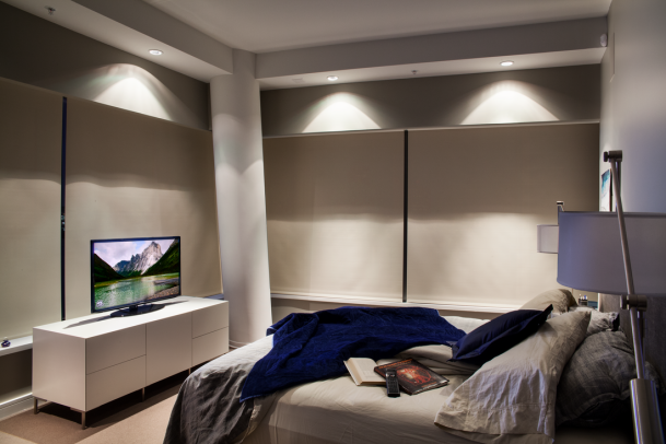 Integrated bedroom lighting and shading in vancouver